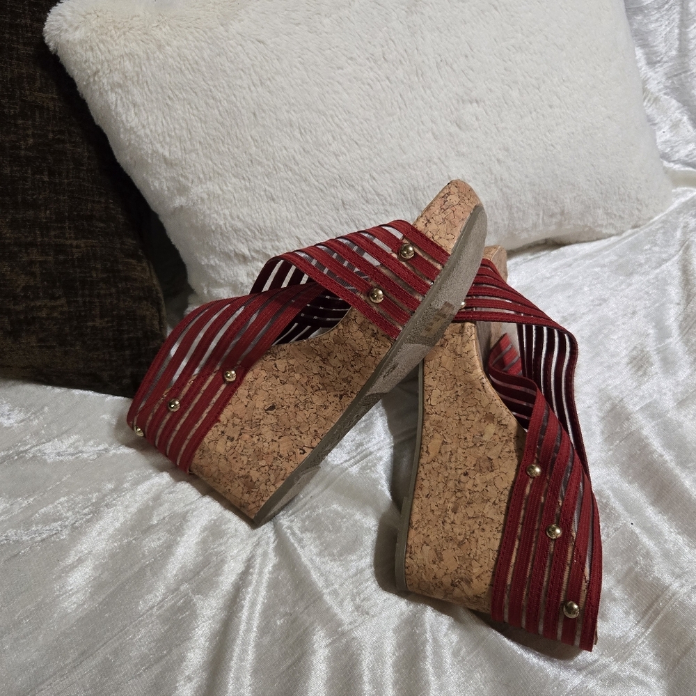 Women's Burgundy Wedge Slide Sandals By CATO size 8 NWT - Picture 2 of 7